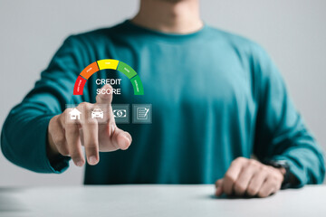 Credit score concept. Online credit score ranking check. student loan, mortgage and payment cards....