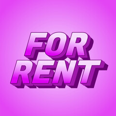 For rent. Text effect for social media or online media. Square size