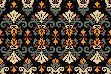Obraz premium Motifs Ikat floral paisley embroidery floral.ikat ethnic oriental pattern traditional.Ikat embroidery style abstract embroidery design for texture, fabric, clothing, wrapping, decoration