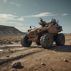 Fototapeta premium a large truck that is driving on a dirt road