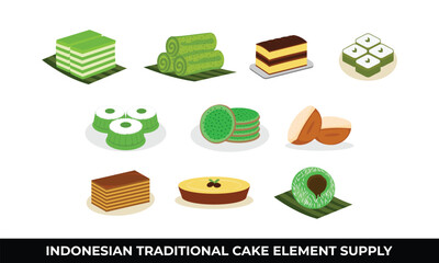 Indonesian traditional cake Green layered cakes, coconut, layered desserts, snacks.