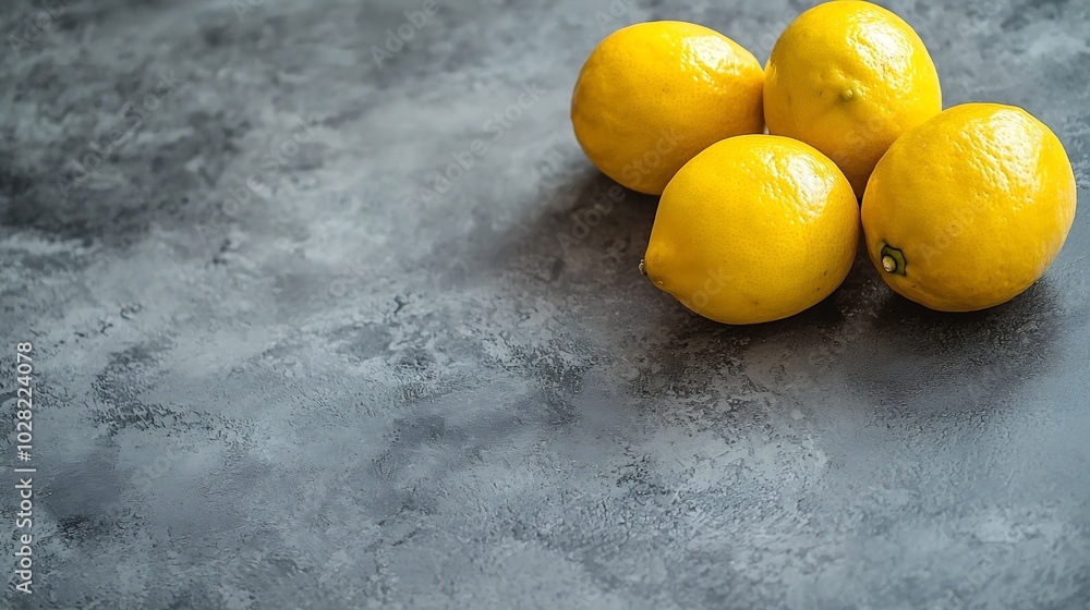 Poster fresh lemons on grey background close up top view : generative ai