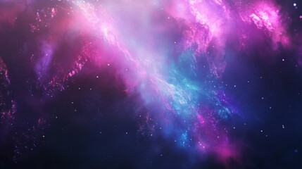 Naklejka premium A Cosmic Landscape of Pink and Blue Nebulae with Scattered Stars