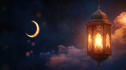 Ramadan Lantern and Crescent Moon