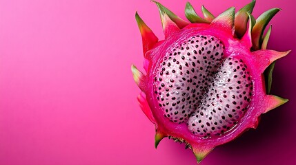Red dragon fruit pitahaya Pink background Close up : Generative AI