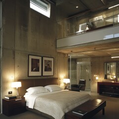 Modern loft bedroom with urban design