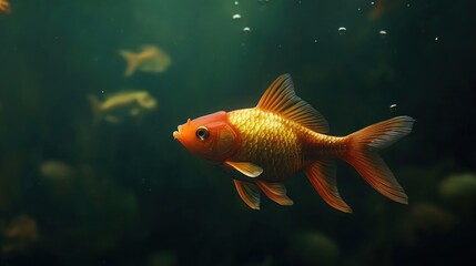 Naklejka premium Golden Fish in a Tank