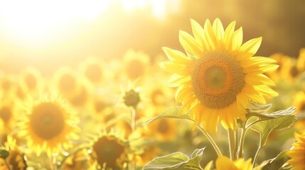 Obraz premium Sunflowers in Golden Light