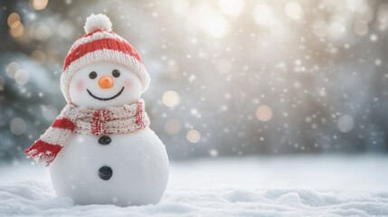 Obraz premium Smiling Snowman in Winter Wonderland
