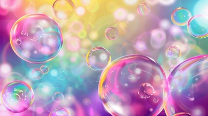 Rainbow Bubbles Floating in a Dreamlike World