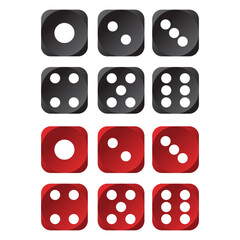 illustration vector icon set for dice face on plain white background