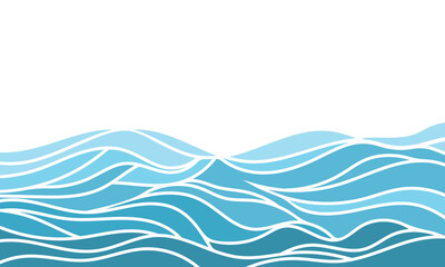 Background illustration of wavy blue sea surface