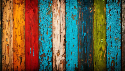 Old, Grungy, and Colorful Wooden Background with Rustic Texture