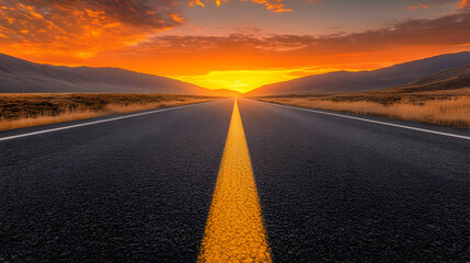 Naklejka premium Road to the Sunset.