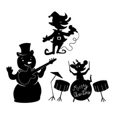 Vector Christmas Band Silhouette Set