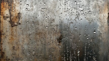 Water Droplets on Rusted Metal Surface