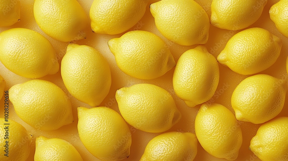 Aufkleber Fresh lemons pattern background Copy space Top view : Generative AI