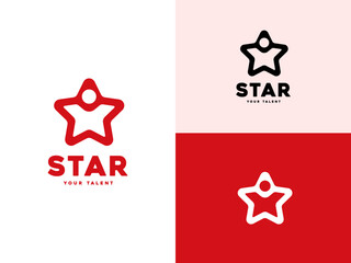 Star with Human People for Start up or Talent Audition Competition logo design.