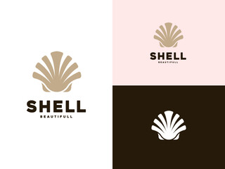 Pearl Seashell Oyster Scallop Shell Cockle Clam Mussel logo design