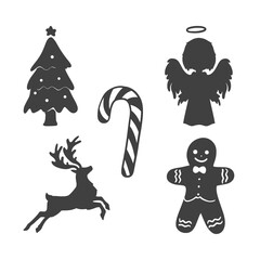 Vector Christmas Icon Silhouette Set