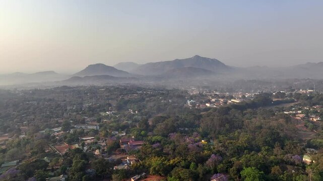 Aerial view of Zomba city, Malawi.