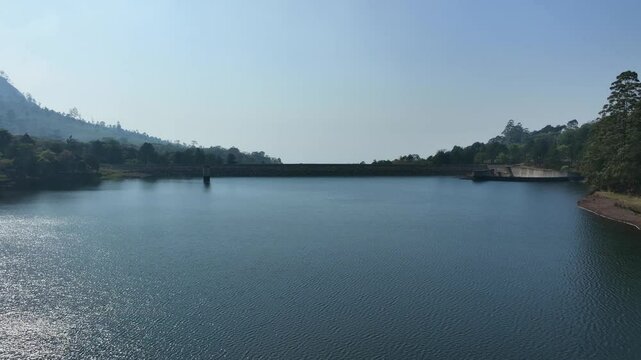 Drone flight above Mulunguzi reservoir in Zomba city in Malawi.