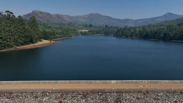 Drone flight over Mulunguzi Dam in Zomba city, Malawi.