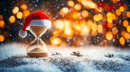 Festive Hourglass Surrounded by Holiday Lights