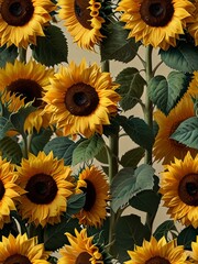 A Bouquet of Sunflowers Blooming in a Lush Garden