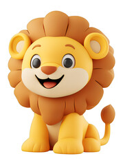 Obraz premium Cute Cartoon Lion Illustration with Transparent Background for Design and Overlays