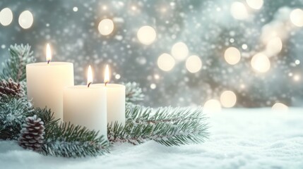 Winter Wonderland with Burning Candles