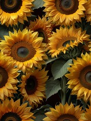 A Bouquet of Sunflowers Blooming in a Lush Garden