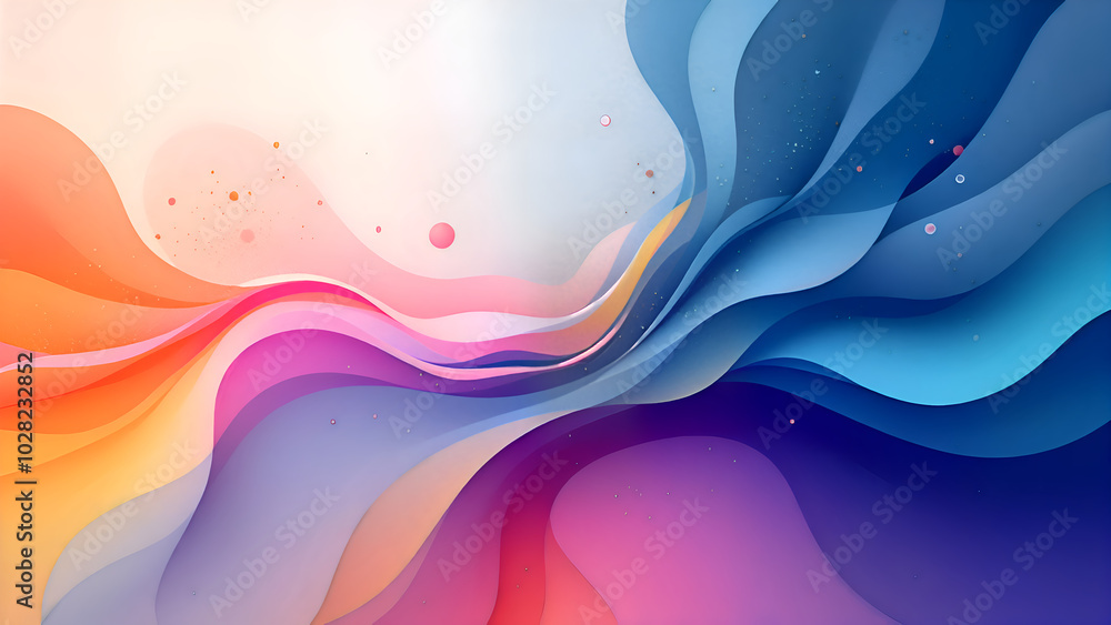 Poster Abstract Colorful Waves: A vibrant, dynamic artwork featuring a mesmerizing interplay of warm and cool colors, creating a sense of movement and fluidity.  The layered.