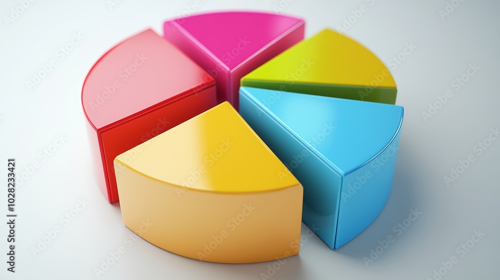 Poster 3d colorful pie chart for business and financial data visualization