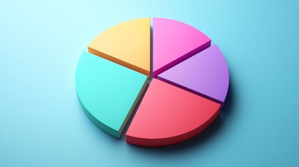 Fototapeta premium Colorful 3D Pie Chart Illustration Representing Financial Growth and Market Success