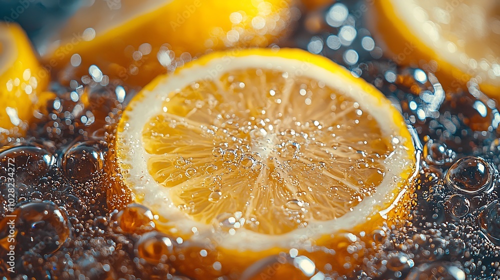 Poster ice tea with fresh lemons grey background close up top view : generative ai