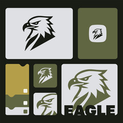 Eagle head logo design. Abstract wild animal emblem, Modern eagle silhouette logo. Vector illustration template, Wild animal logo.