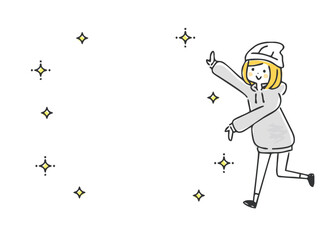 紹介する女性　コピースペース