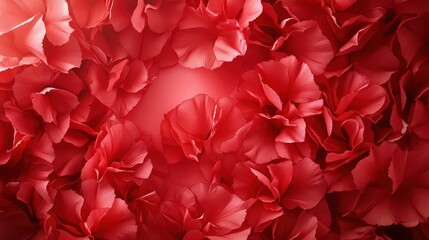 Obraz premium A background of red carnations densely packed together, their ruffled petals creating a rich and bold floral texture.