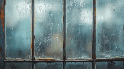 Frosted Glass Window With Rusty Frame