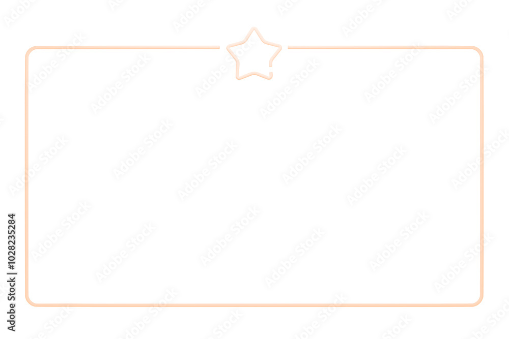 Poster Neon border and star element on white background, abstract design. 3D Rendering.