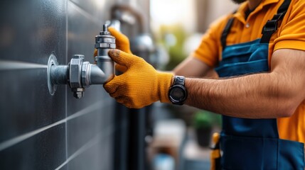 Skilled Worker Repairs Plumbing Leak with Tools