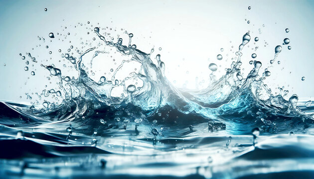 Dynamic splashes and water droplets form abstract shapes, a concept of nature and fluidity