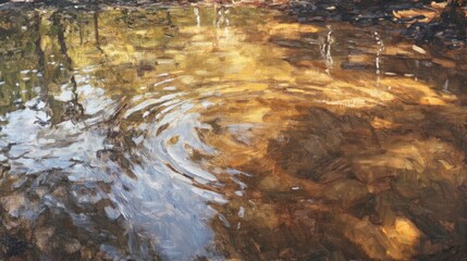Ripples on a Calm Water Surface with Reflected Sunlight