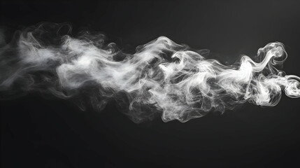 Abstract White Smoke on Black Background.