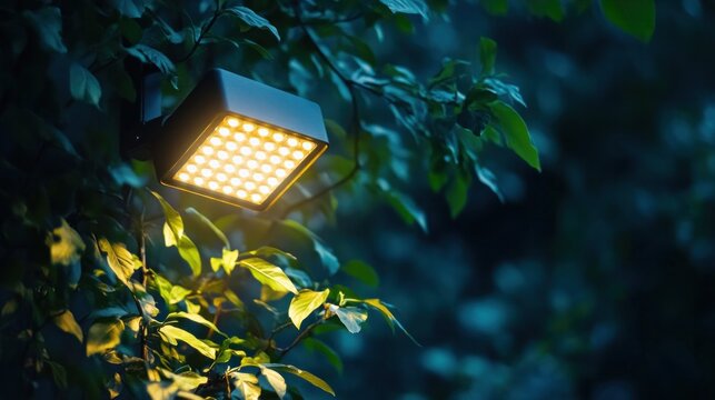 A floodlight designed for use with security cameras, providing ample light for clear video footage and enhanced home protection