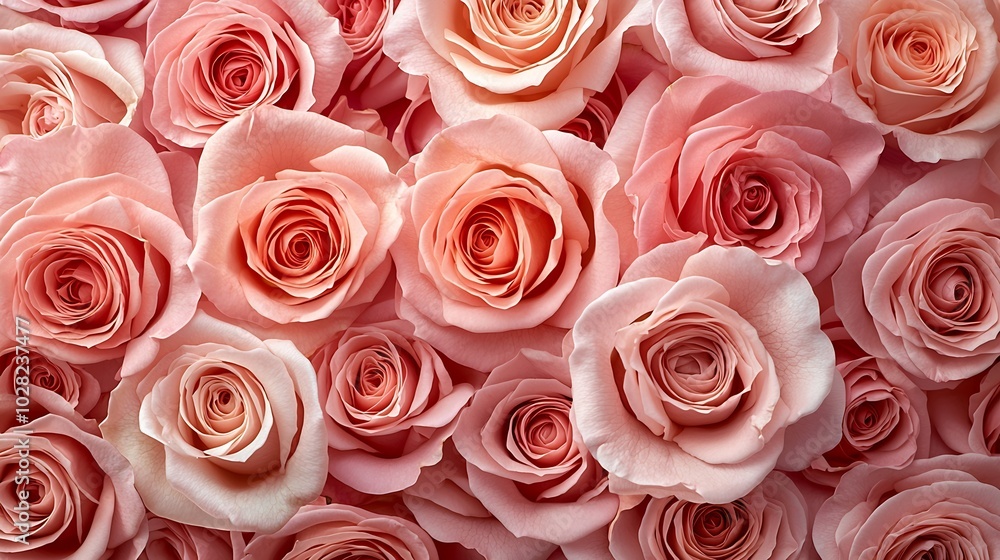 Poster rose flowers frame on pink background top view copy space : generative ai