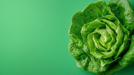Fototapeta premium Romaine lettuce salad close up Top view : Generative AI