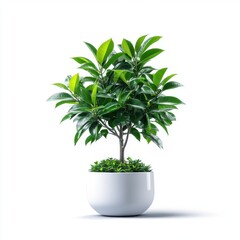 Fototapeta premium Rubber Tree on White Background in Modern Style