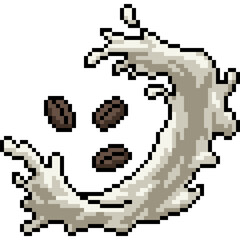 Fototapeta premium pixel art of coffee milk morning